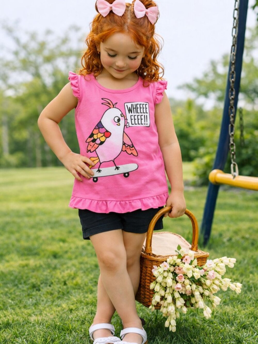 Cute little girls bird shirt okie dokey